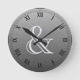 Reloj Redondo Mediano Blanco grabado academia del signo "&"