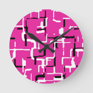 Reloj Redondo Mediano Blanco negro morado magenta