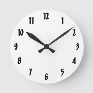Reloj Redondo Mediano Blanco y negro simple