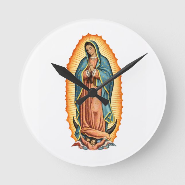 Reloj Redondo Mediano Blessed Virgin of Guadalupe Wall Clock (Anverso)
