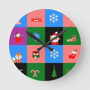 Reloj Redondo Mediano bloque de color de la santa claus africana