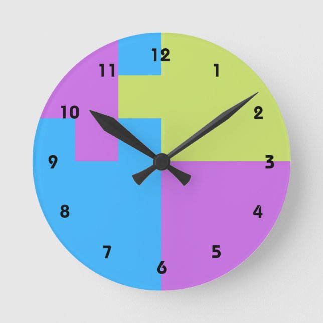 Reloj Redondo Mediano Bloque de color moderno Pastelrino (Anverso)