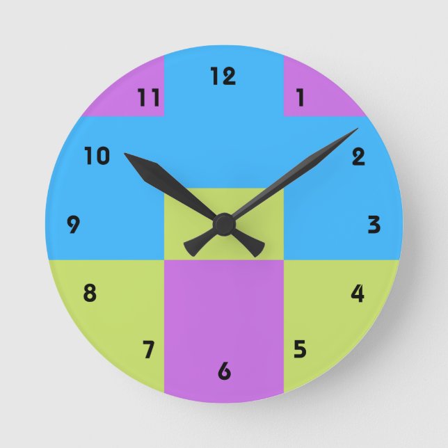 Reloj Redondo Mediano Bloque de color moderno Pastelrino (Anverso)