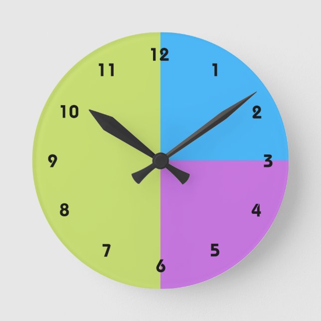 Reloj Redondo Mediano Bloque de color moderno Pastelrino (Anverso)