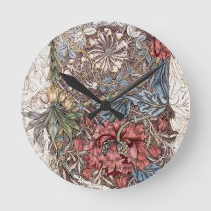 RELOJ REDONDO MEDIANO BLOQUEO: WILLIAM MORRIS :  HONEYSUCKLE + TULIP