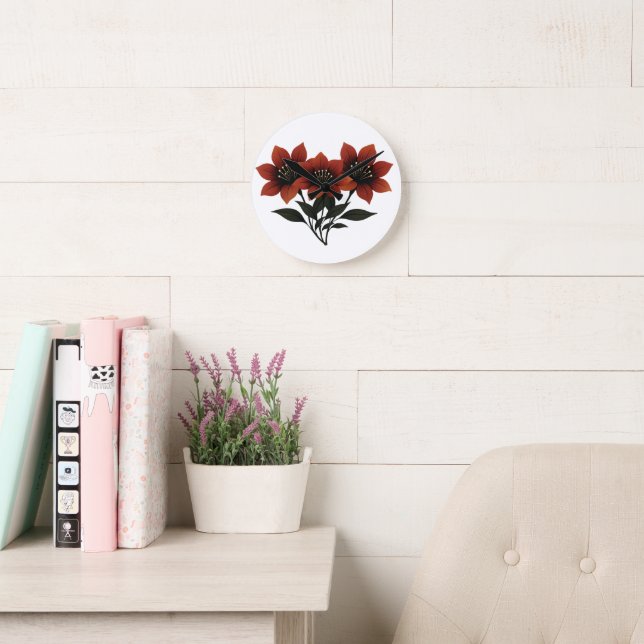 Reloj Redondo Mediano Bloques de escarlata audaces audaces (Sala de lectura)