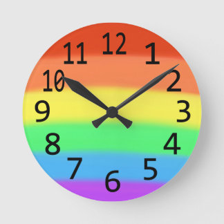 Reloj Redondo Mediano Bloques de pared con números negros en arco iris