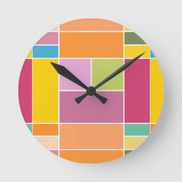 Reloj Redondo Mediano Bloques geométricos de Springtime de juego