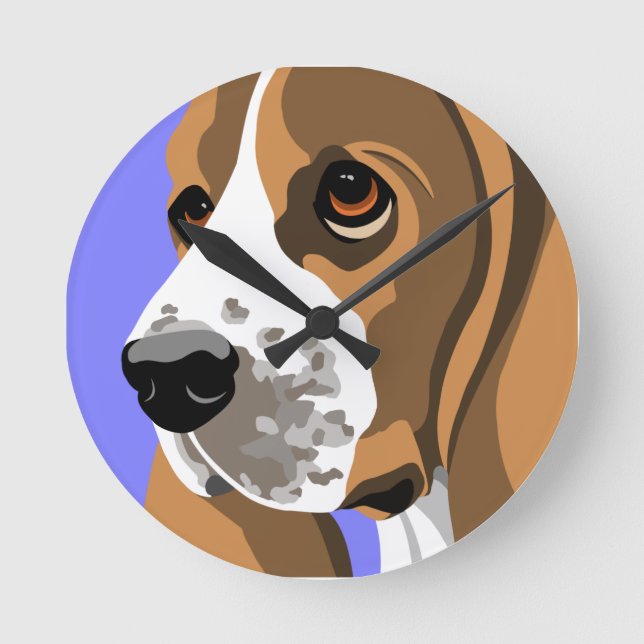 Reloj Redondo Mediano Bloques Hound Basset (Anverso)