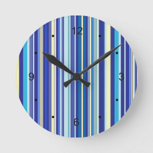 Reloj Redondo Mediano Blue And Cream Stripes