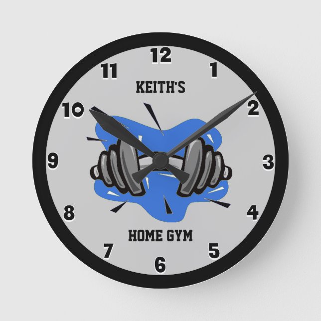 Reloj Redondo Mediano Blue and Gray Fitness Gym Round Clock (Anverso)