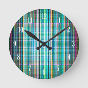 Reloj Redondo Mediano Blue and green rough stripes pattern