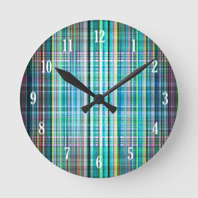 Reloj Redondo Mediano Blue and green rough stripes pattern (Anverso)