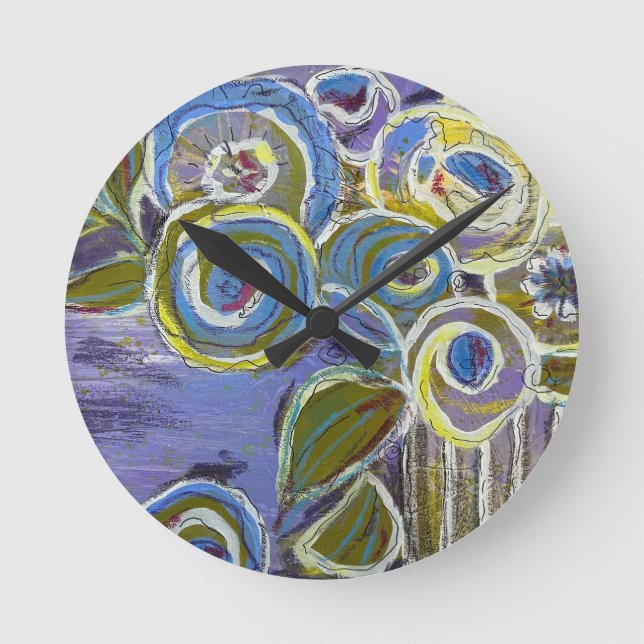 Reloj Redondo Mediano Blue and Purple by Lydia's Art Sangria (Anverso)