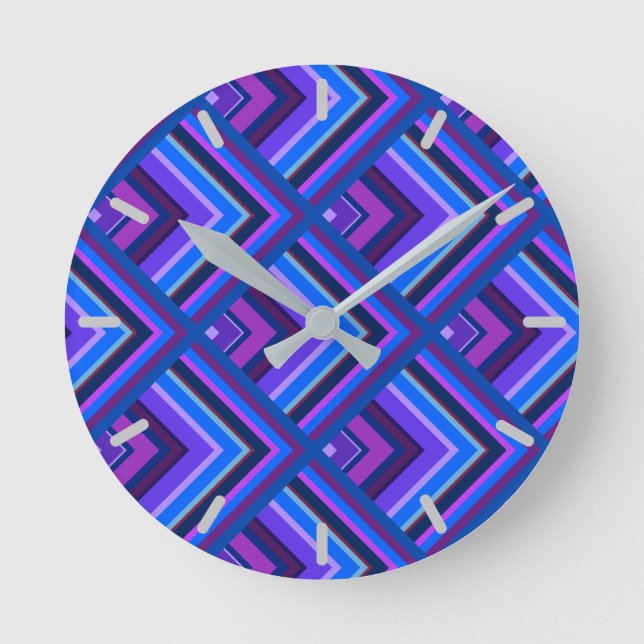 Reloj Redondo Mediano Blue and purple stripes scale pattern (Anverso)