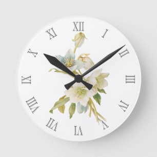 Reloj Redondo Mediano Blue and white hellebores