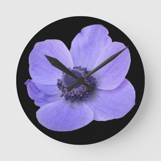 Reloj Redondo Mediano Blue Anemone Wall Clock (Anverso)