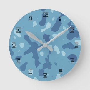 Reloj Redondo Mediano Blue Army Camouflage Pattern