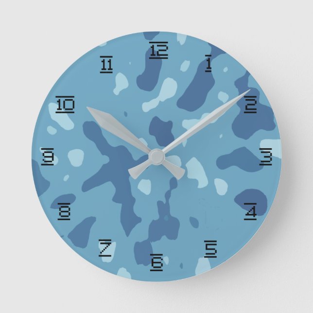 Reloj Redondo Mediano Blue Army Camouflage Pattern (Anverso)