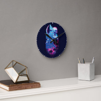 Reloj Redondo Mediano Blue Beetle Retrowave City Lights