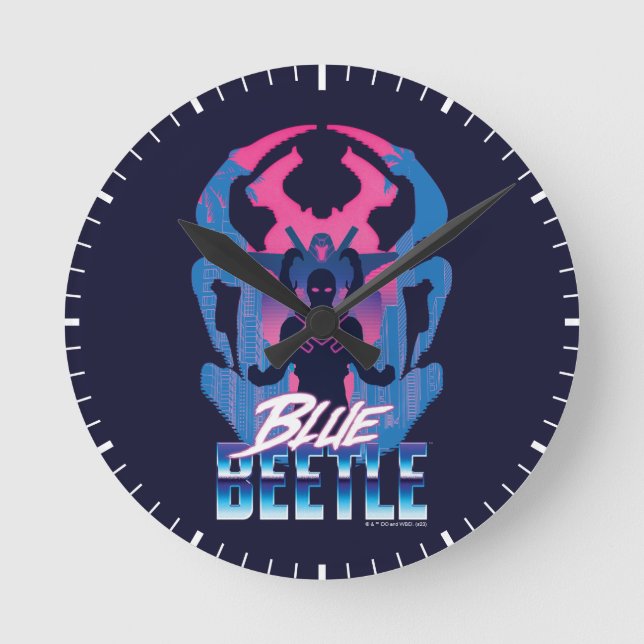 Reloj Redondo Mediano Blue Beetle Retrowave vs Graphic (Anverso)