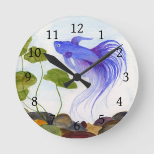 Reloj Redondo Mediano Blue Betta Fish