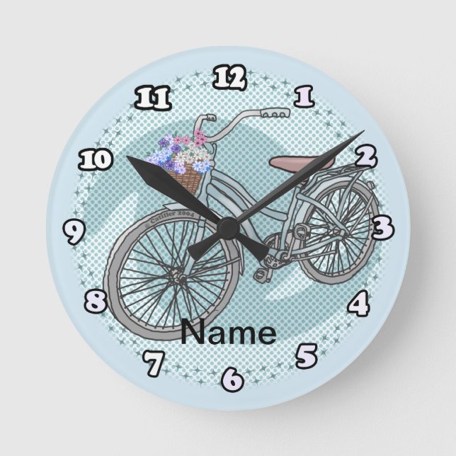 Reloj Redondo Mediano Blue Bike  Clock (Anverso)