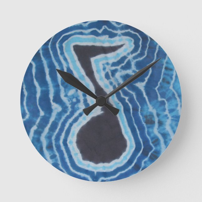 Reloj Redondo Mediano Blue Black Love Music Note Tie Dye (Anverso)