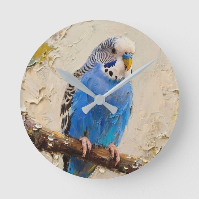 Reloj Redondo Mediano Blue Budgie (Anverso)