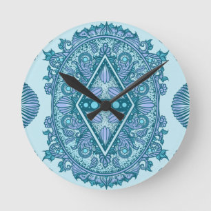 Reloj Redondo Mediano Blue Diamond Mandala