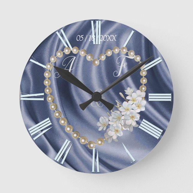 Reloj Redondo Mediano Blue,Gold,Green,Ivory,Silk & Pearls (Anverso)