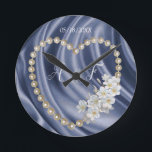 Reloj Redondo Mediano Blue,Gold,Green,Ivory,Silk & Pearls<br><div class="desc">Blue,  green,  ivory, gold,  silk & Pearls  decorated with Mexican Tuberose's.  They are waxy white flower s that have a sultry and seductive rich fragrance. for a momentum gift</div>