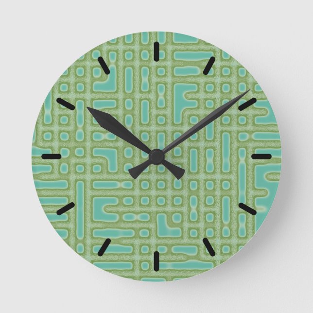 Reloj Redondo Mediano Blue Green Pattern (Anverso)