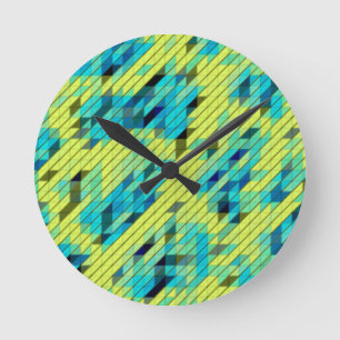 Reloj Redondo Mediano Blue Green Yellow COOL Pattern 