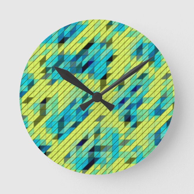 Reloj Redondo Mediano Blue Green Yellow COOL Pattern  (Anverso)