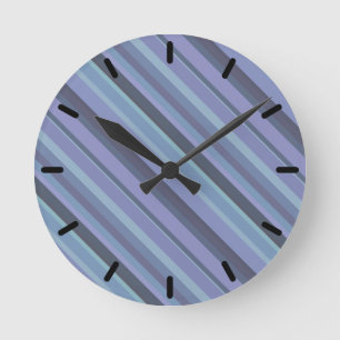 Reloj Redondo Mediano Blue-grey diagonal stripes