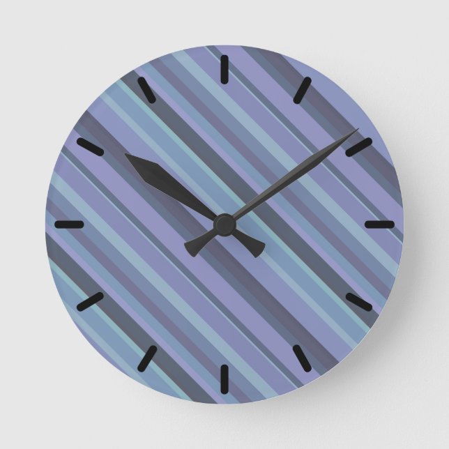 Reloj Redondo Mediano Blue-grey diagonal stripes (Anverso)