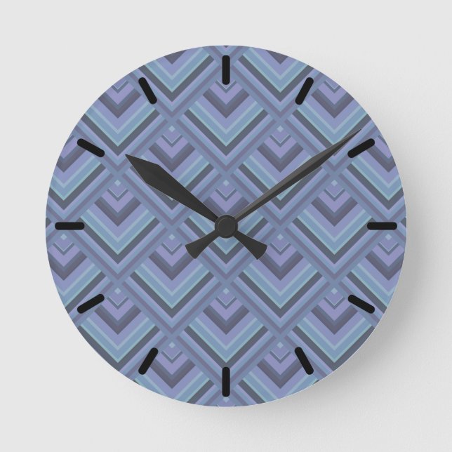 Reloj Redondo Mediano Blue-grey stripes scale pattern (Anverso)