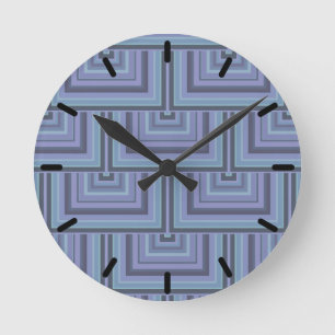 Reloj Redondo Mediano Blue-grey stripes square scales pattern