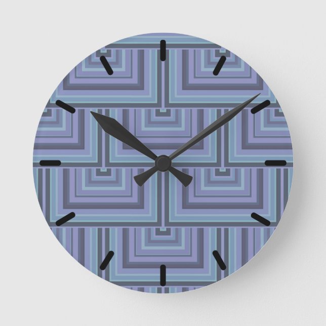 Reloj Redondo Mediano Blue-grey stripes square scales pattern (Anverso)