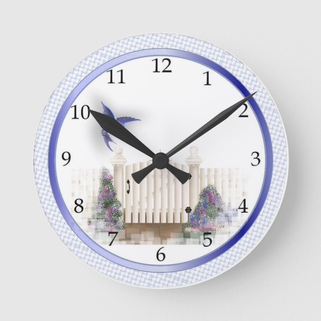 Reloj Redondo Mediano Blue Hummingbird diseño Wall Clock (Anverso)