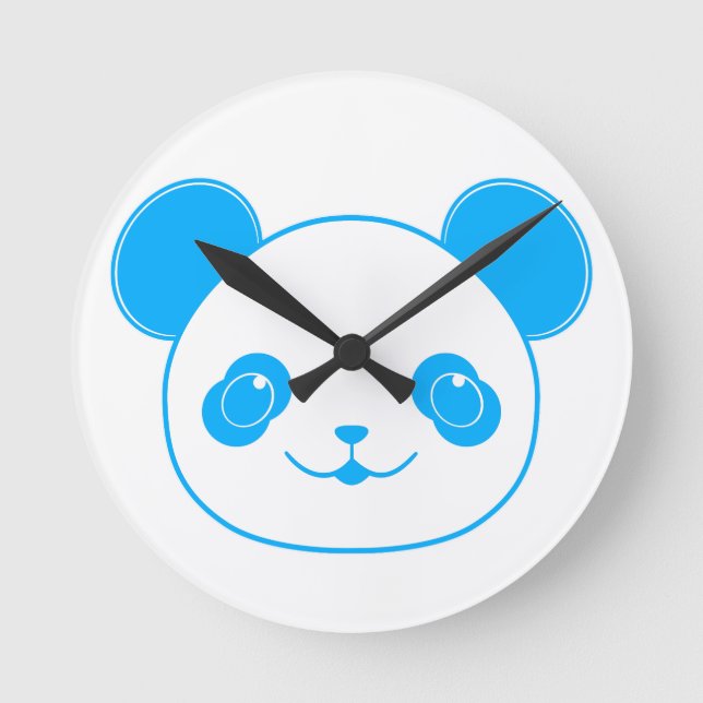 Reloj Redondo Mediano Blue Kawaii Panda Bear (Anverso)