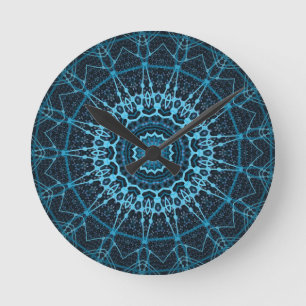 Reloj Redondo Mediano Blue Mandala Net Retro Hippie Trippy Boho Moda