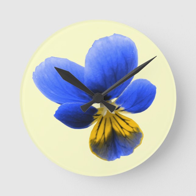 Reloj Redondo Mediano Blue Pansy Wall Clock (Anverso)
