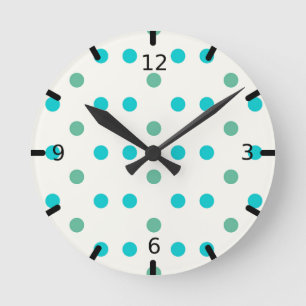 Reloj Redondo Mediano Blue Polka Dot Retro Design