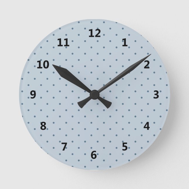 Reloj Redondo Mediano Blue Polka Dots on Lighter Blue (Anverso)