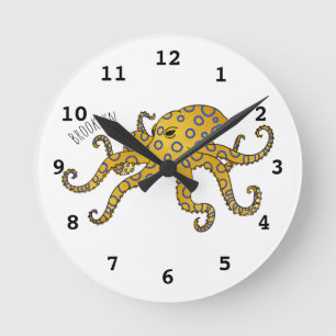 Reloj Redondo Mediano Blue-ringed octopus cartoon illustration