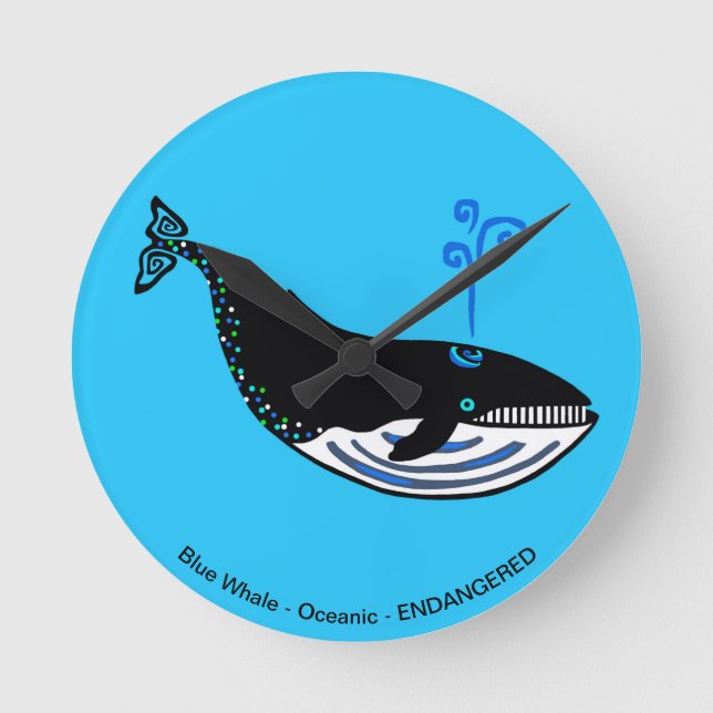 Reloj Redondo Mediano Blue whale - round clock (Anverso)
