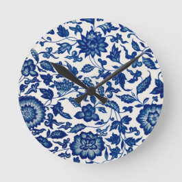 Reloj Redondo Mediano Blue White Wildflower French Country Chinoiserie