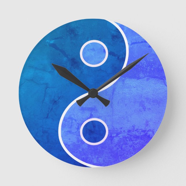 Reloj Redondo Mediano Blue Yin Yang Art (Anverso)